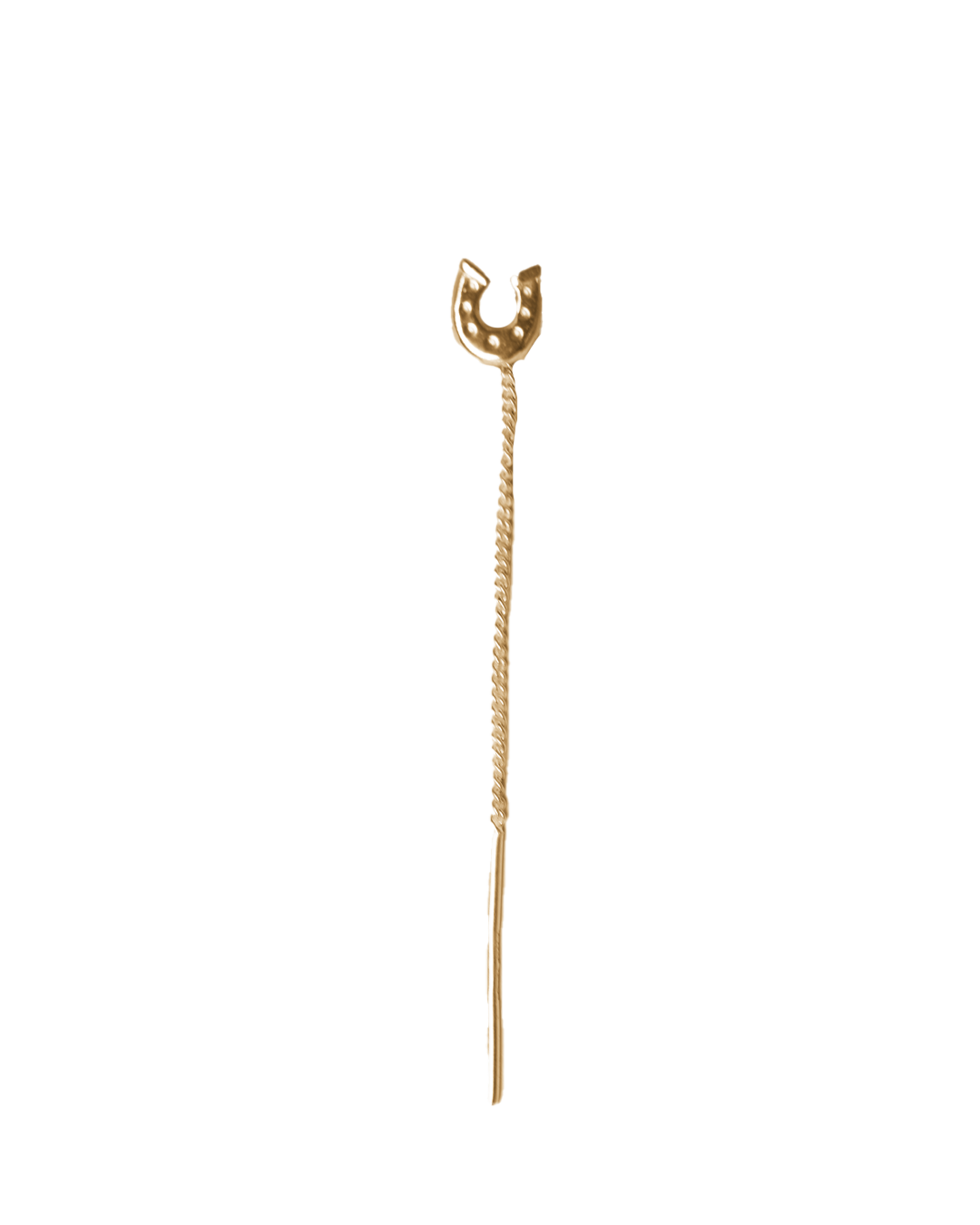 Horseshoe Threader Earring - Solid Yellow Gold