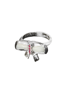 Remember Me Ribbon Tooth Ring - Sterling Silver