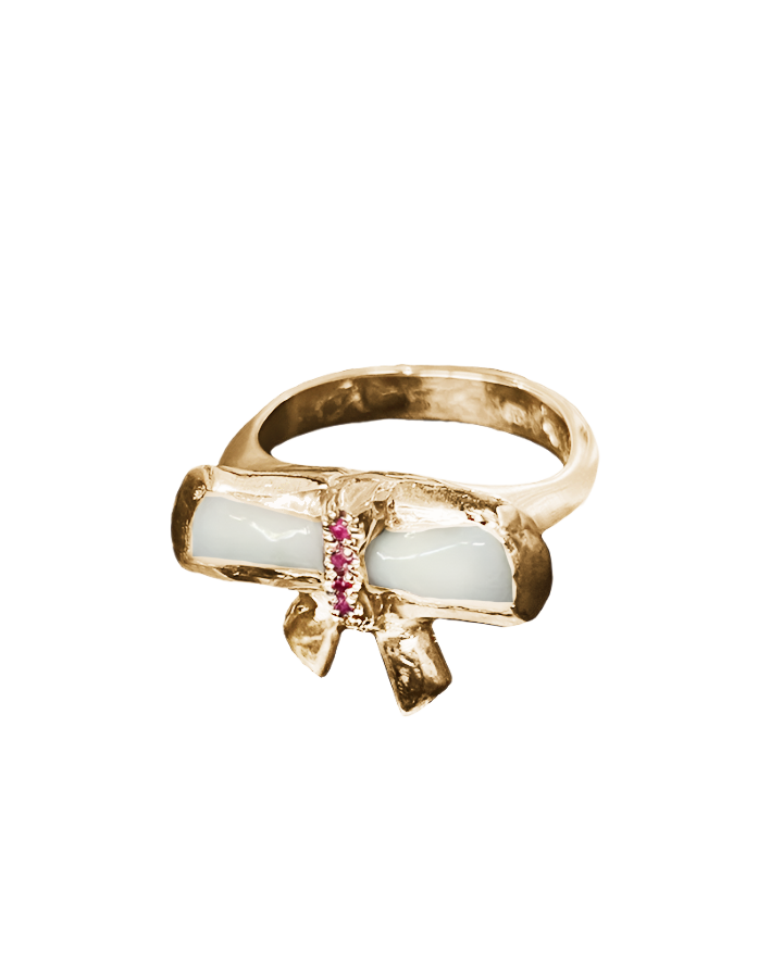 Remember Me Ribbon Tooth Ring - Solid 9K Gold