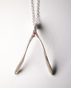 Birthstone Wishbone Necklace - Sterling Silver
