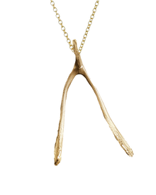 Wishbone Necklace - Solid 9K Gold