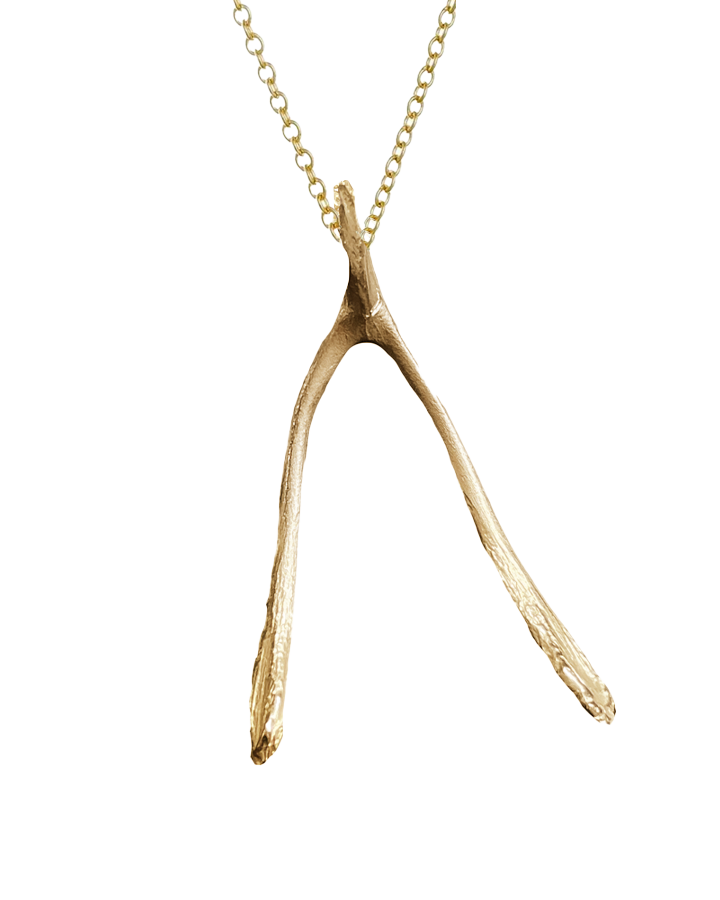 Wishbone Necklace - Solid 9K Gold