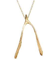 Wishbone Necklace - Solid 9K Gold