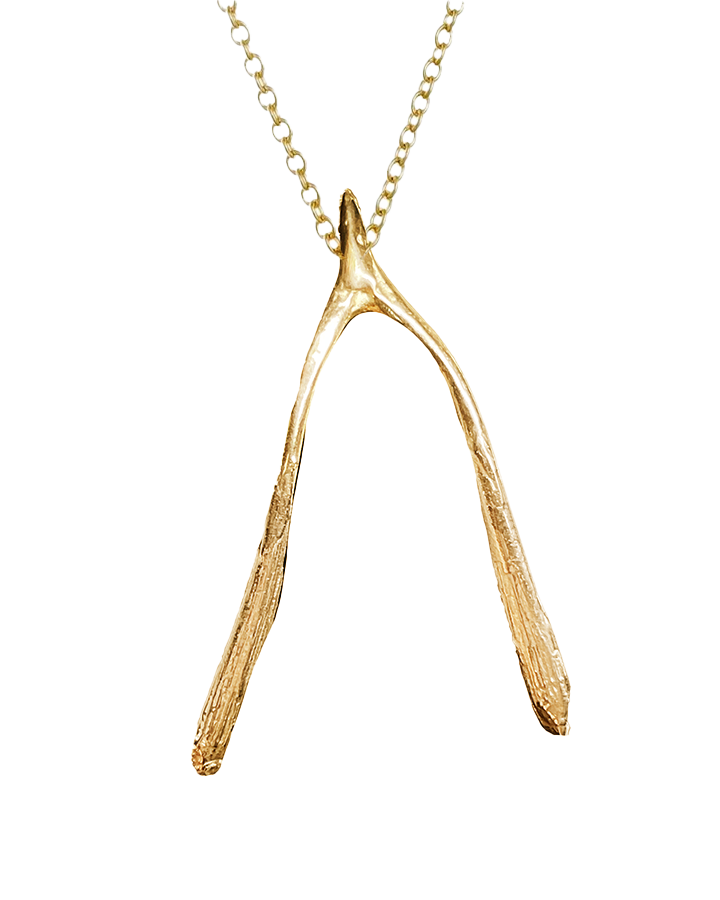 Wishbone Necklace - Solid 9K Gold
