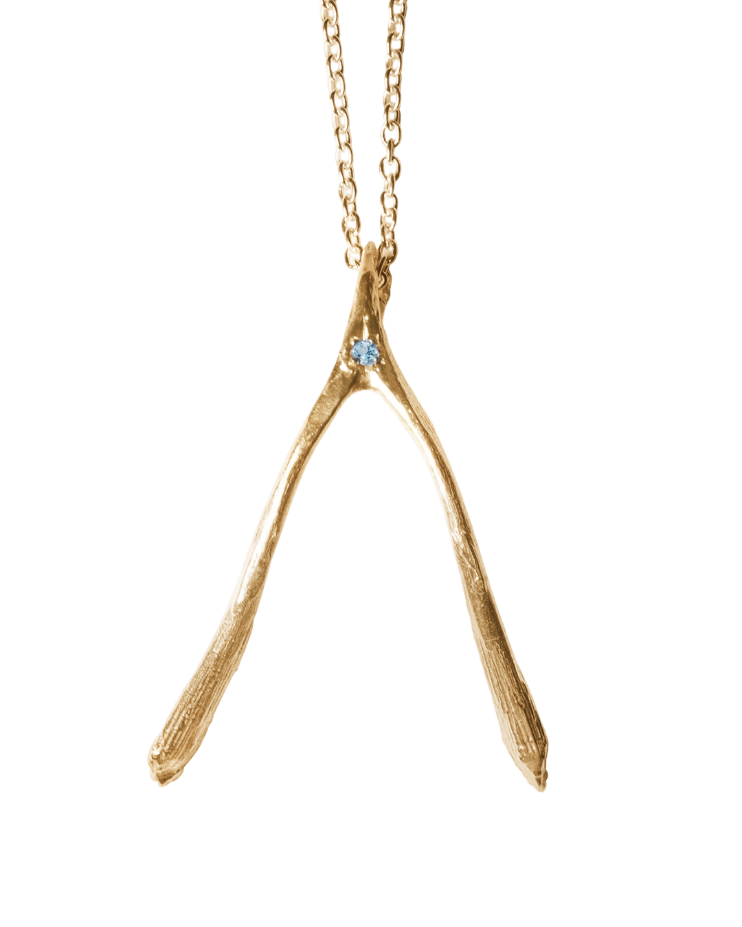Birthstone Wishbone Necklace - Solid 9K Gold
