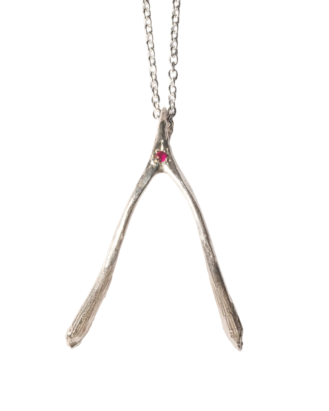 Birthstone Wishbone Necklace - Sterling Silver