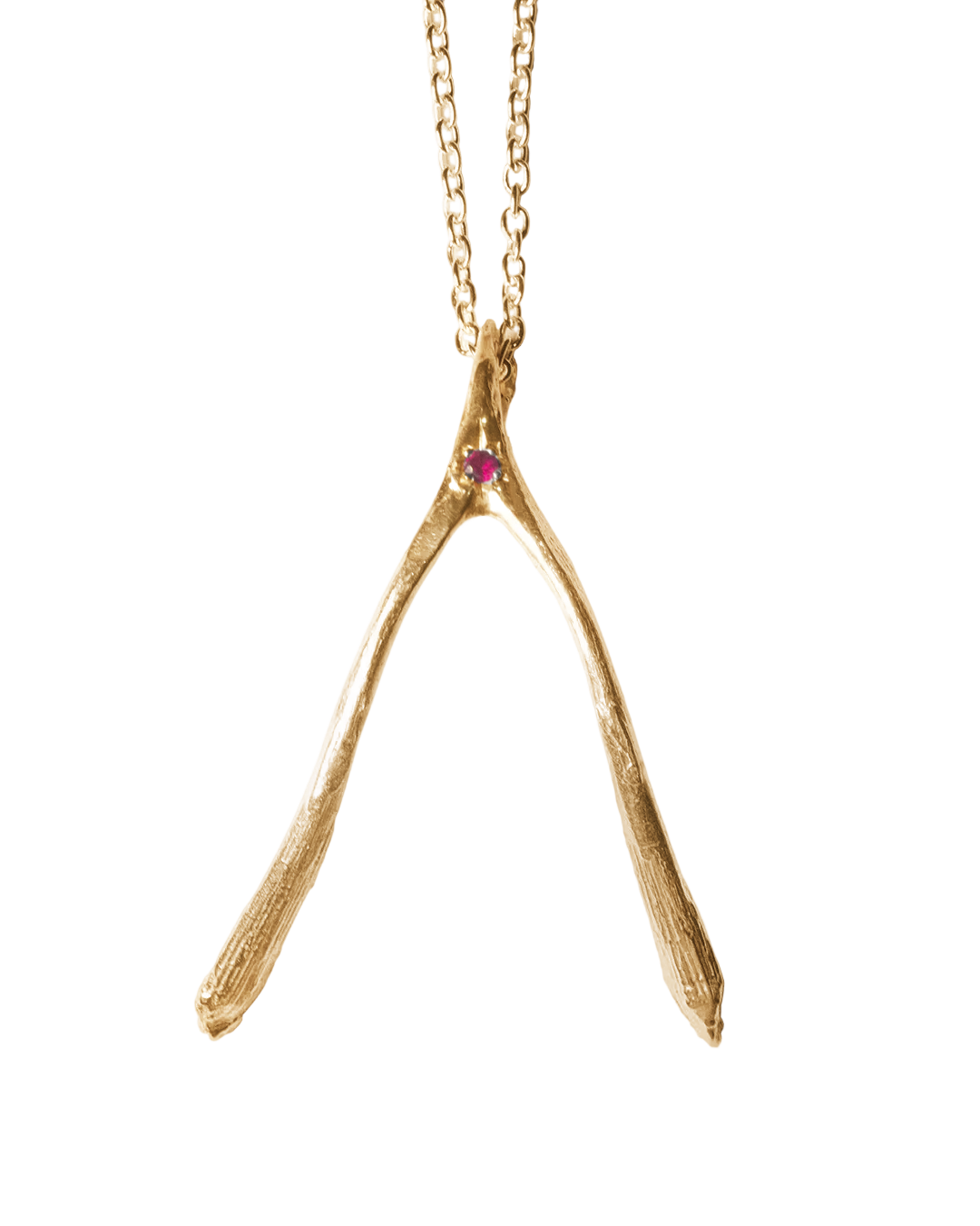 Birthstone Wishbone Necklace - Solid 9K Gold