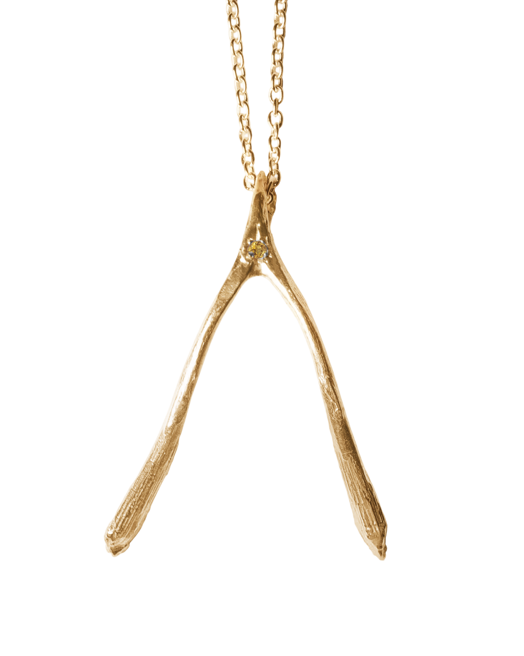 Birthstone Wishbone Necklace - Solid 9K Gold
