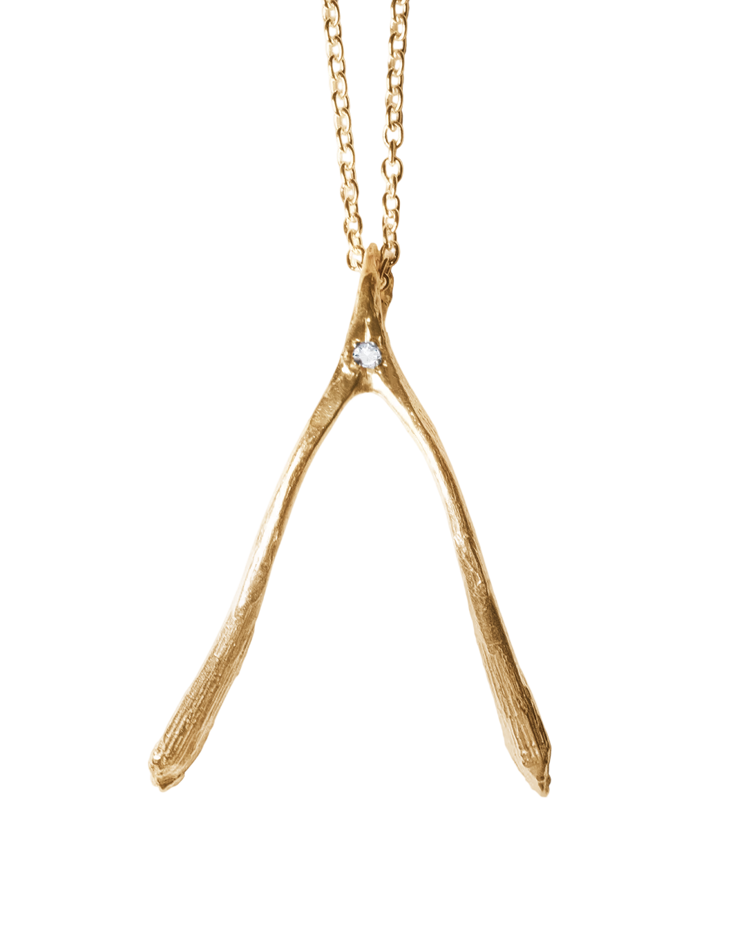 Birthstone Wishbone Necklace - Solid 9K Gold