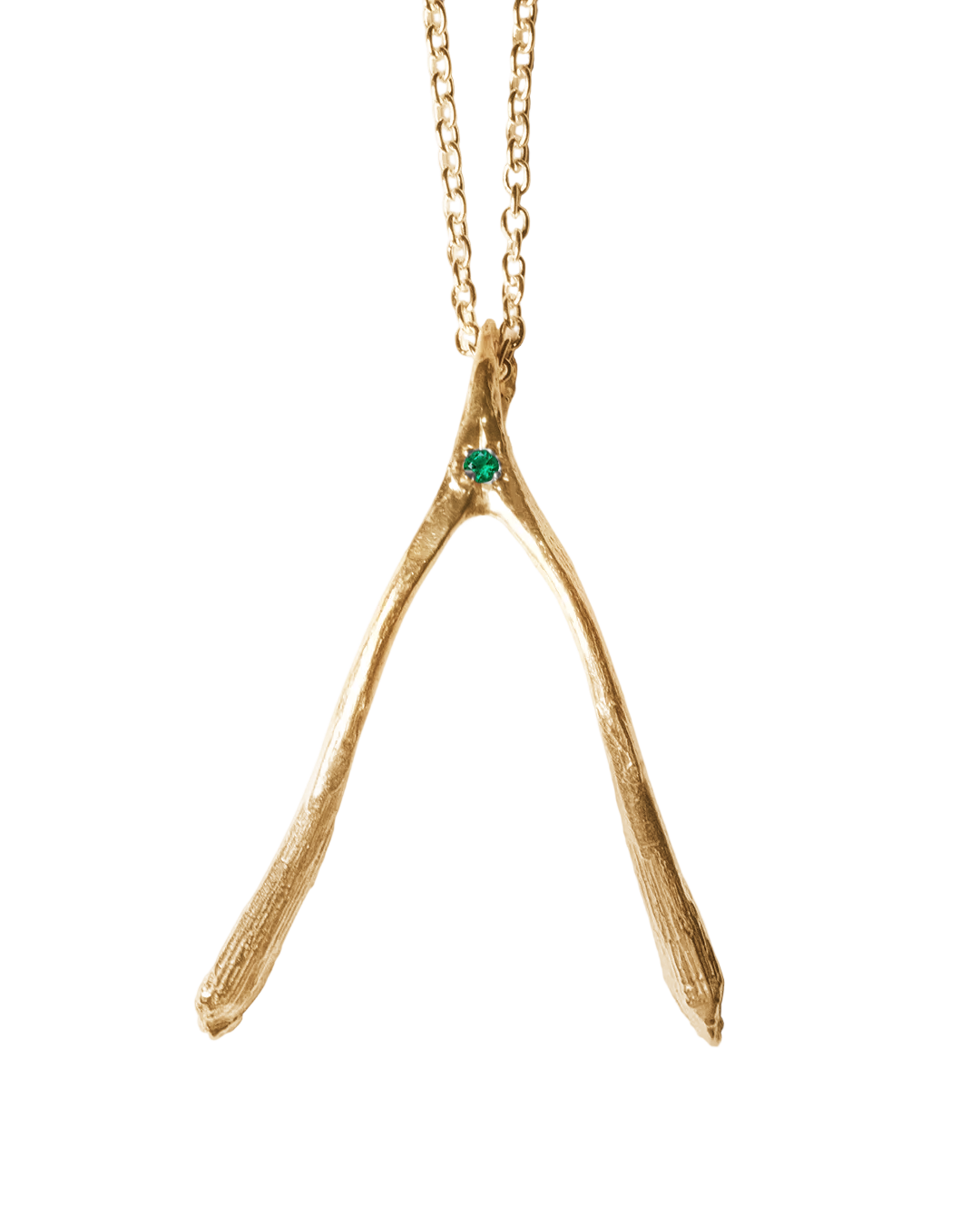 Birthstone Wishbone Necklace - Solid 9K Gold