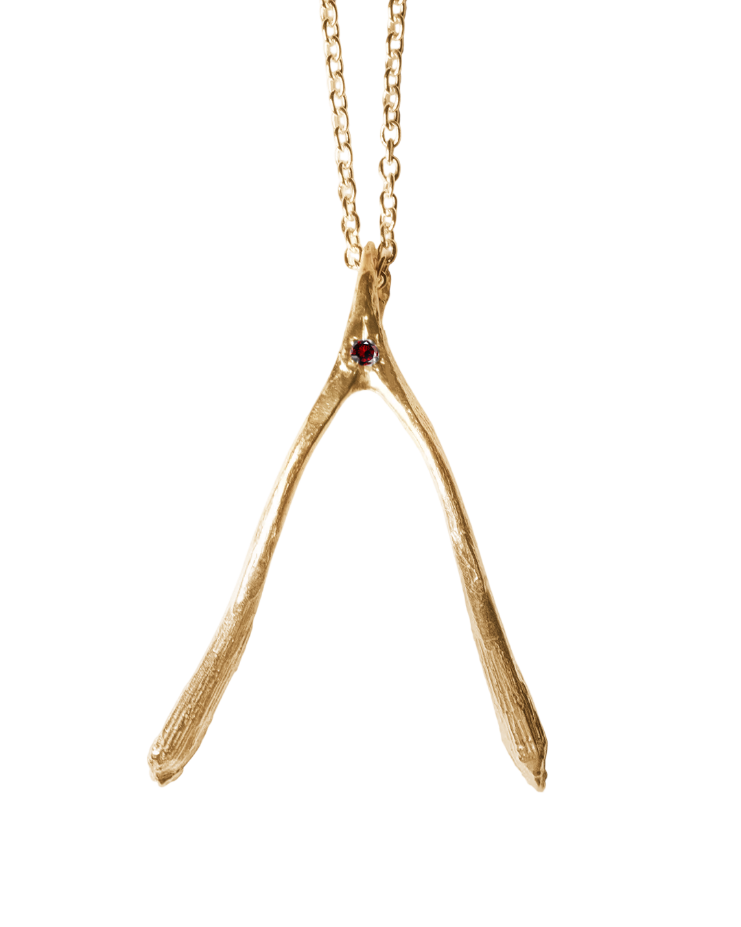 Birthstone Wishbone Necklace - Solid 9K Gold