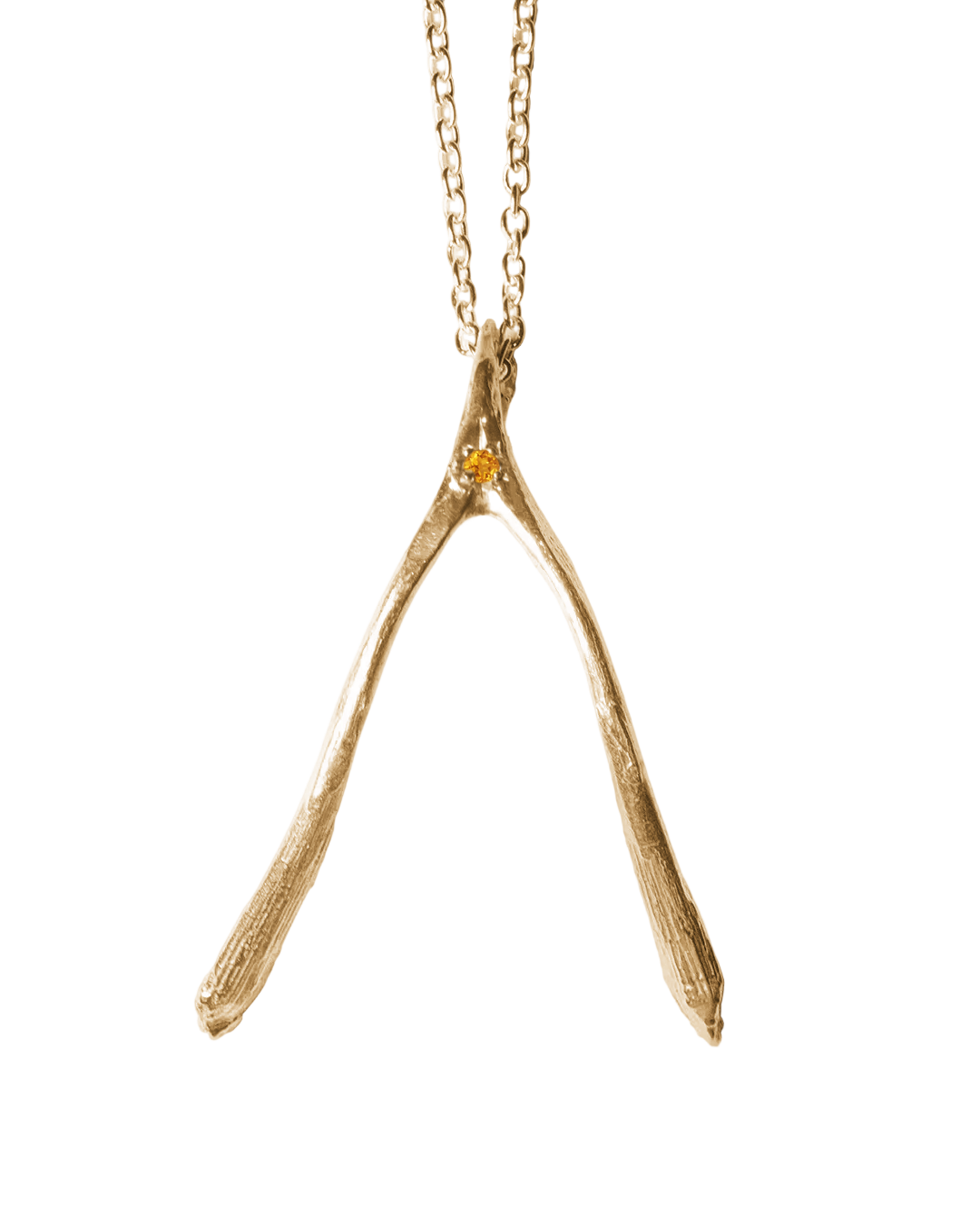 Birthstone Wishbone Necklace - Solid 9K Gold