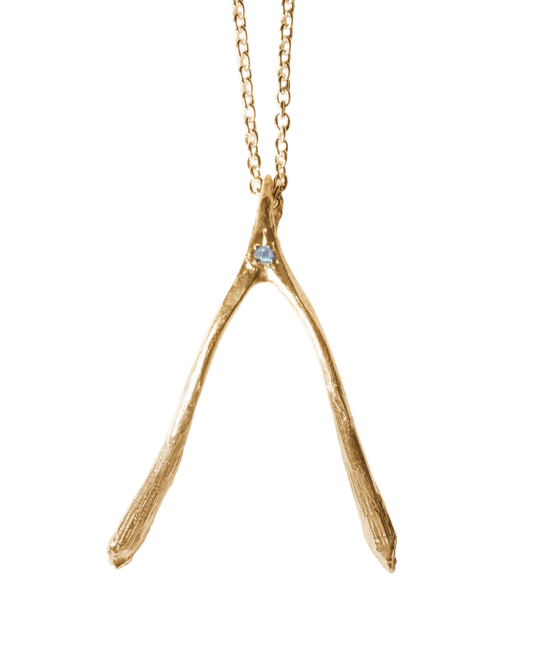 Birthstone Wishbone Necklace - Solid 9K Gold