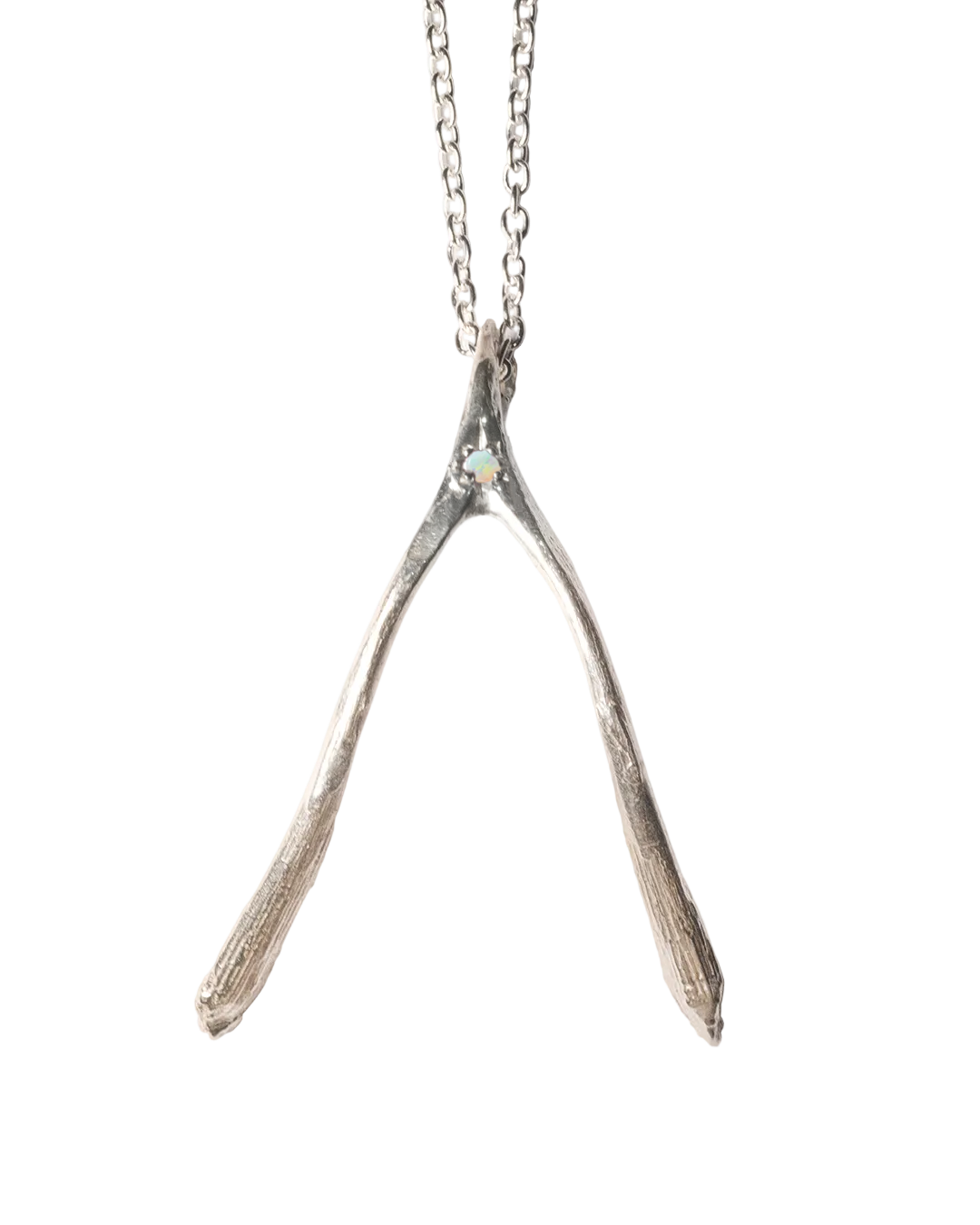 Birthstone Wishbone Necklace - Sterling Silver