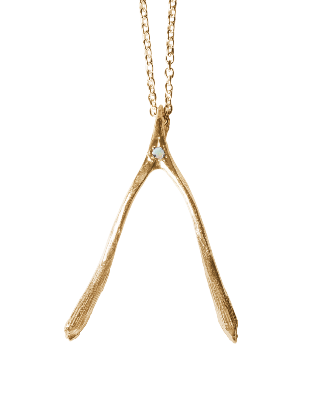 Birthstone Wishbone Necklace - Solid 9K Gold