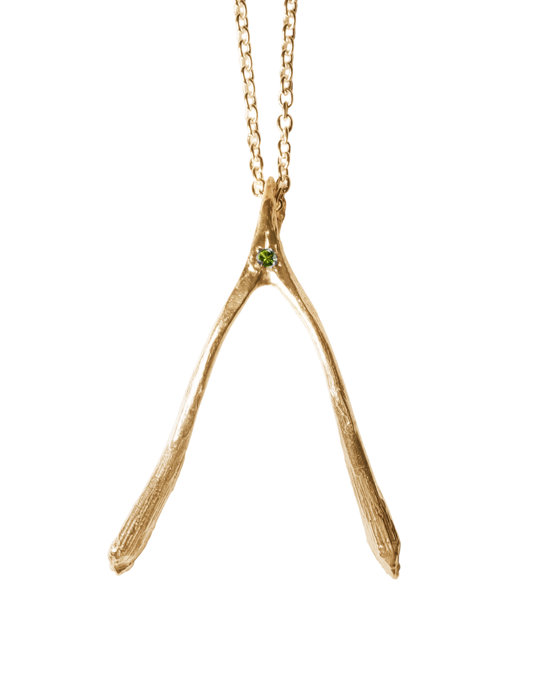 Birthstone Wishbone Necklace - Solid 9K Gold