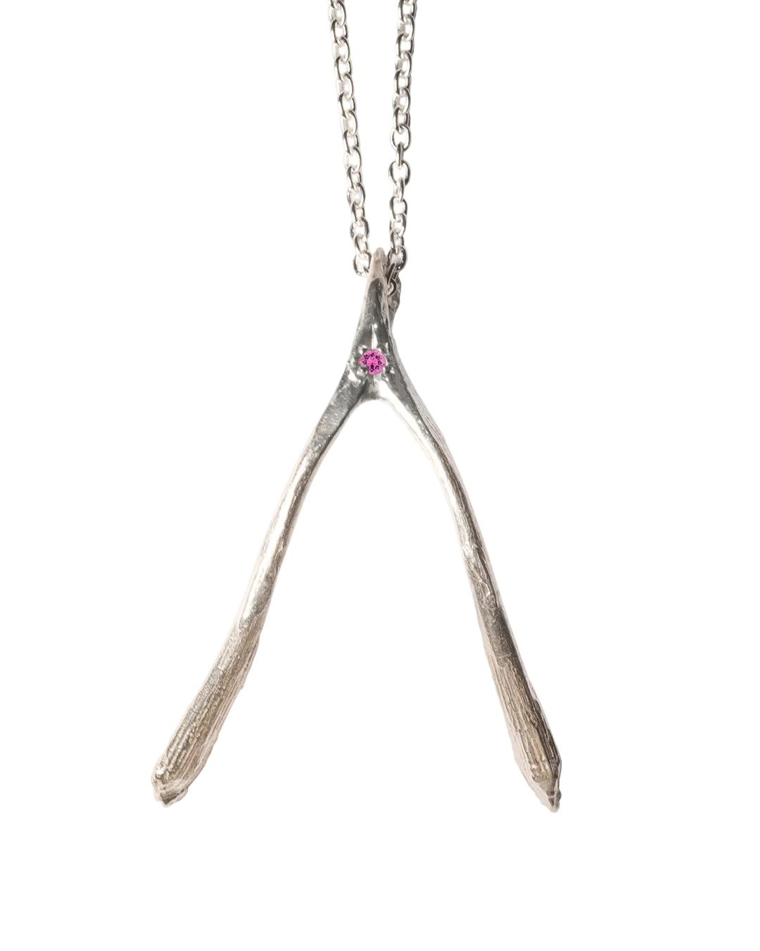 Birthstone Wishbone Necklace - Sterling Silver