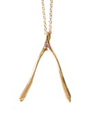 Birthstone Wishbone Necklace - Solid 9K Gold
