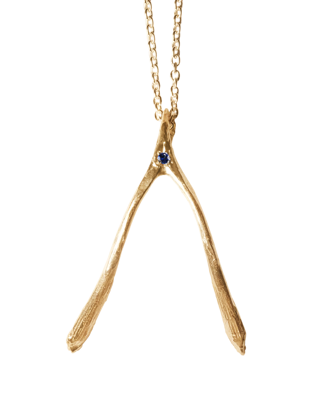 Birthstone Wishbone Necklace - Solid 9K Gold
