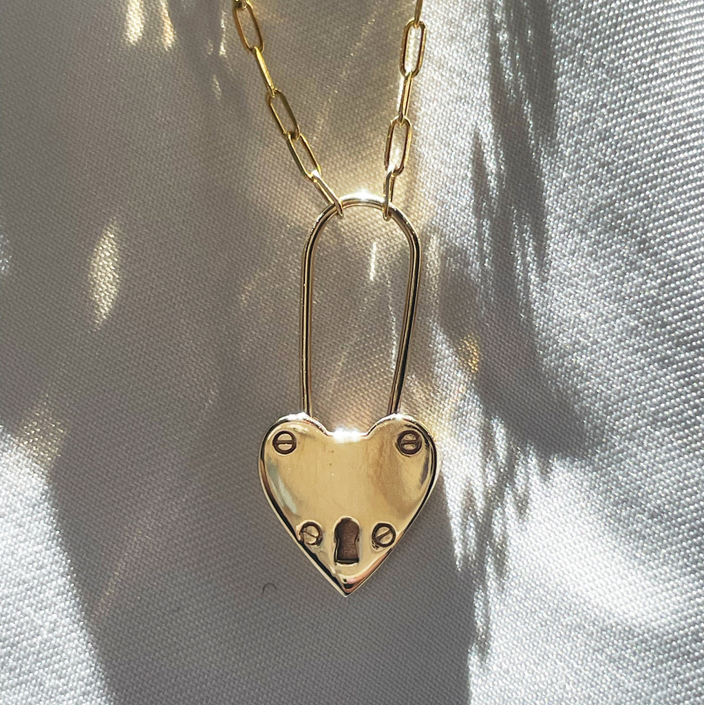 Gold padlock store pendant