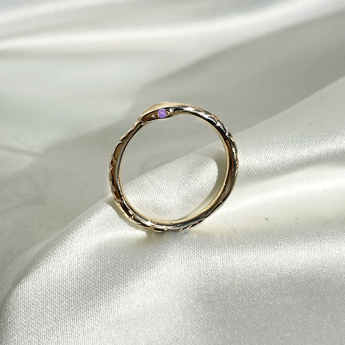 The Birthstone Oracle Snake Ring in 9K Solid Gold