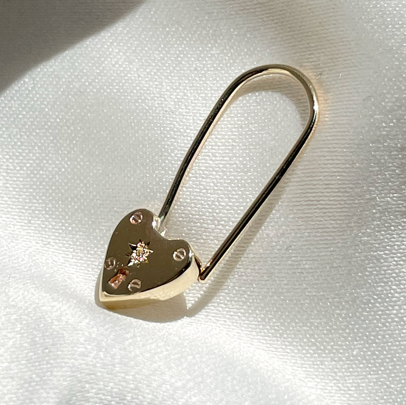 Birthstone Little Heart Padlock - Solid 9K Gold