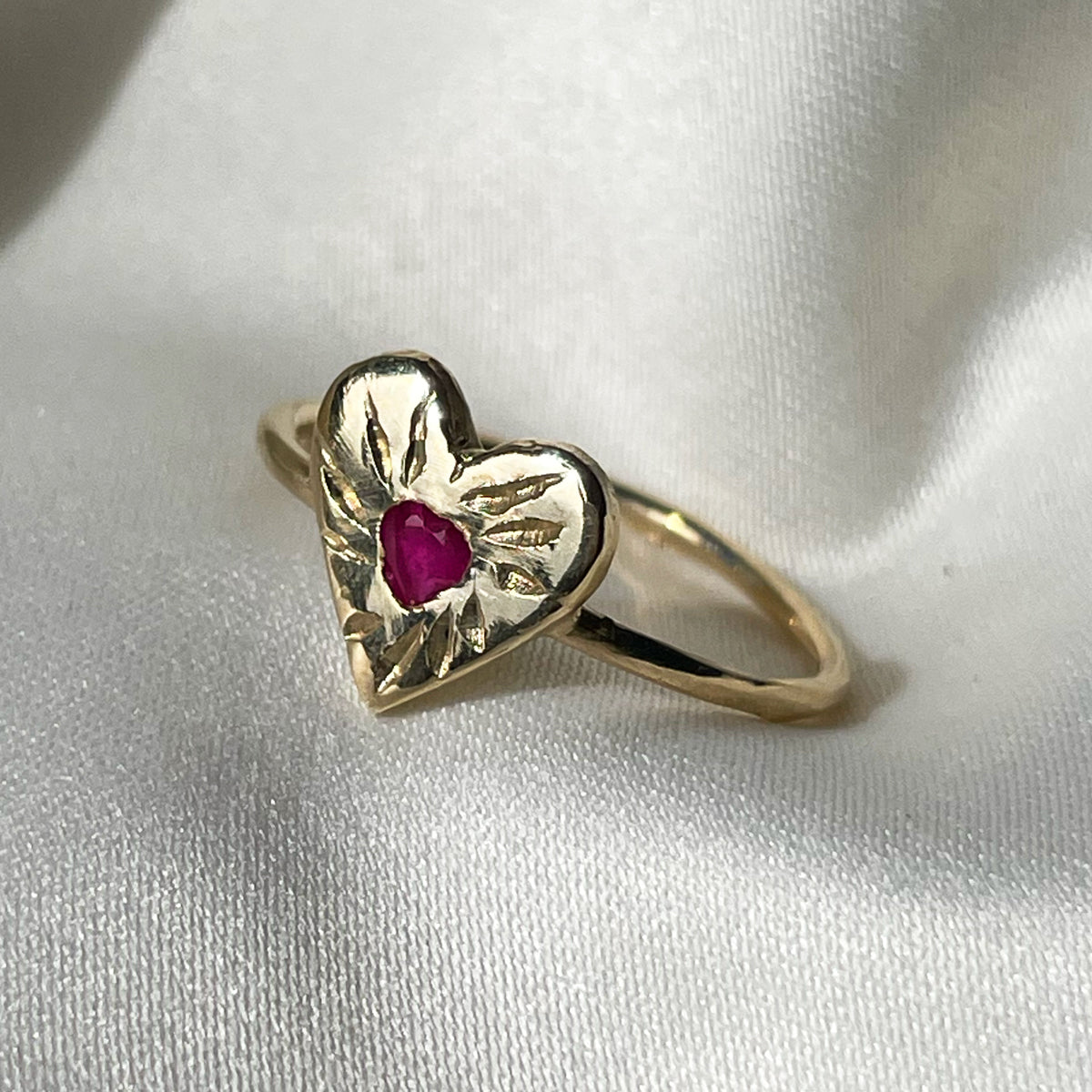 Ruby Rays Heart of Hearts Ring Gold - Serpent & the Swan