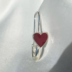 Red Heart Safety Pin Enamel Earring - Sterling Silver