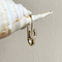 7 Diamond Lucky Horseshoe Safety Pin Earring