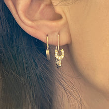 7 Diamond Lucky Horseshoe Safety Pin Earring