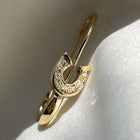 7 Diamond Lucky Horseshoe Safety Pin Earring