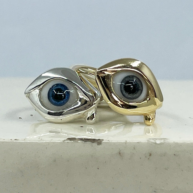 Glass Eye Ring - Sterling Silver