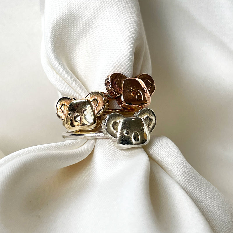Little Koala Padlock Ring - Solid 9K Rose Gold