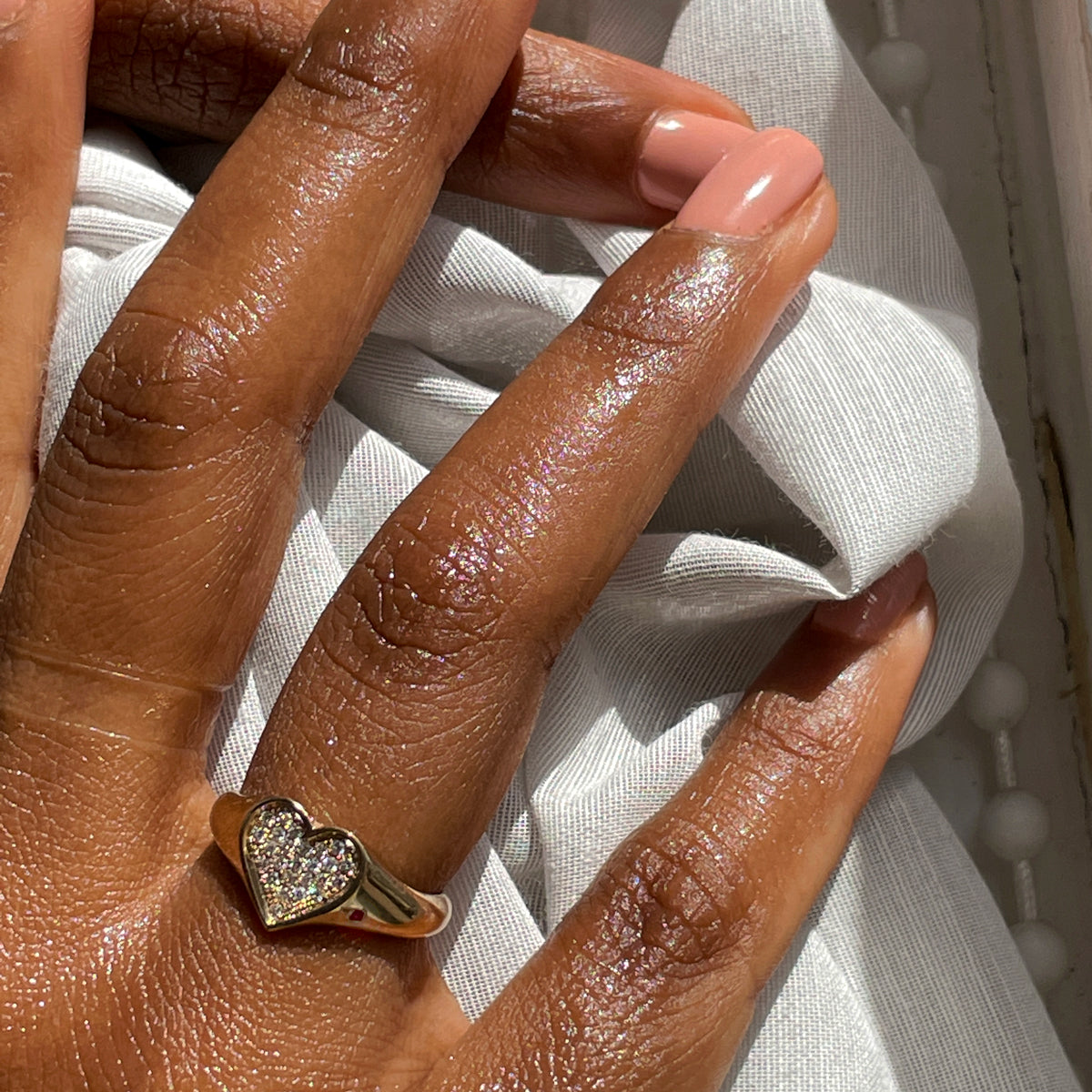 Pave diamond heart ring sale