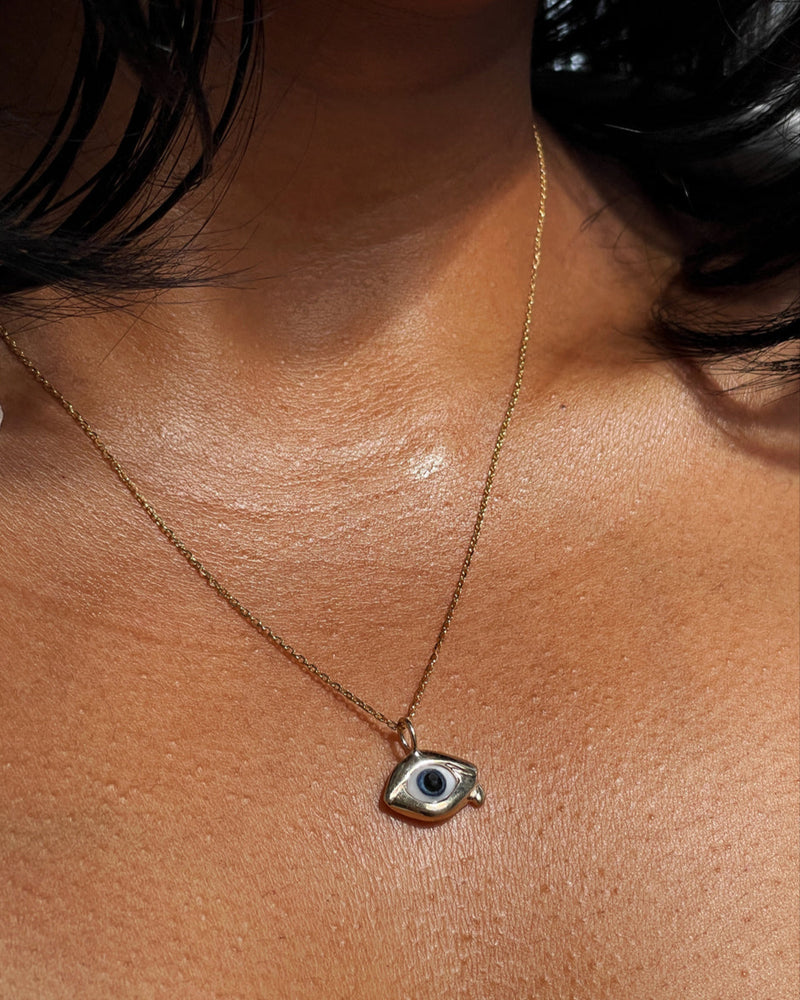 Glass Eye Necklace - Sterling Silver