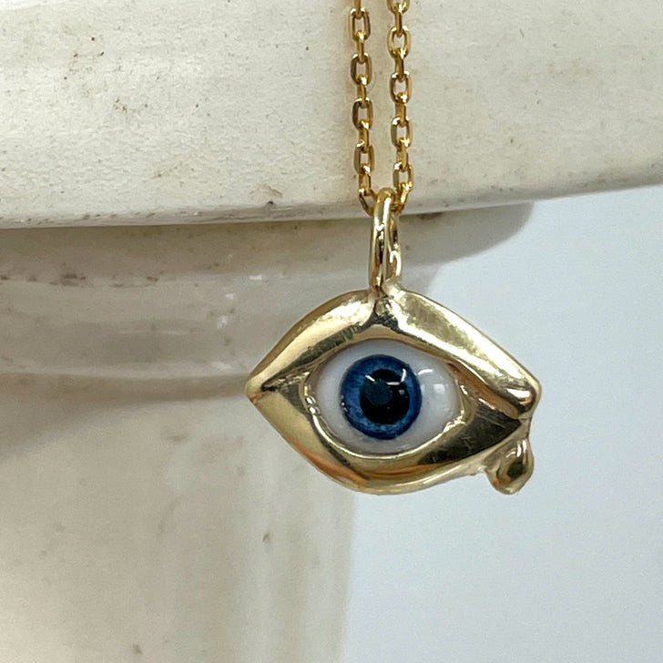 Glass Eye Necklace Gold Serpent the Swan