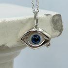 Glass Eye Necklace - Sterling Silver