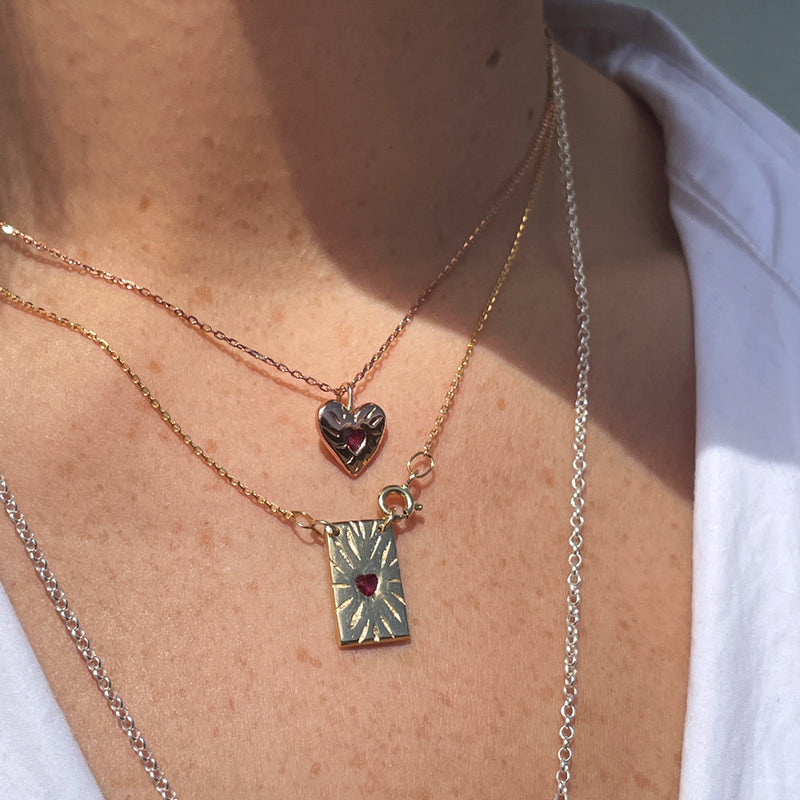 Ruby Rays Talisman Necklace - Solid 9K Gold