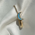 Crescent Moon Safety Pin Enamel Earring