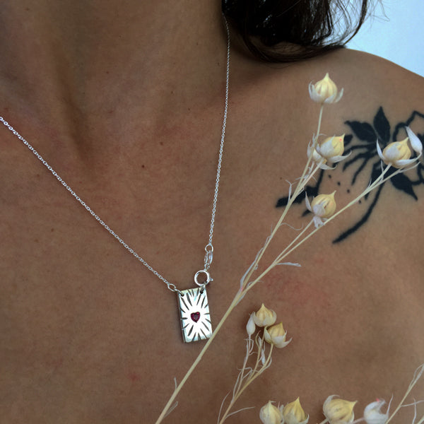 Ruby Rays Talisman Necklace - Sterling Silver