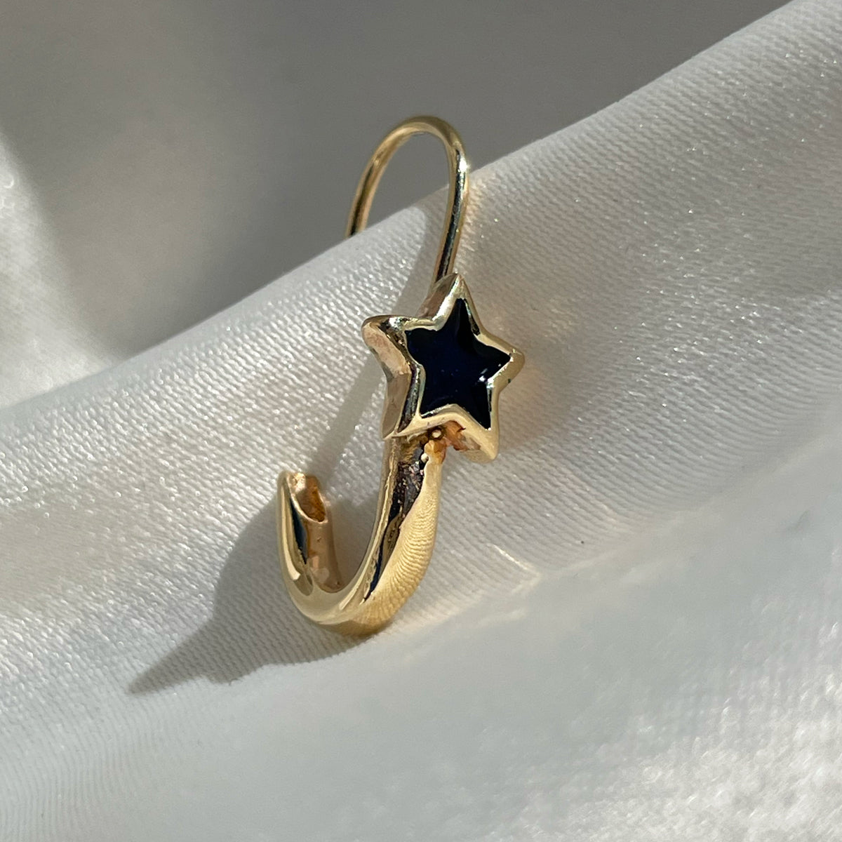 Navy Star Safety Pin Enamel Earring Gold Serpent the Swan