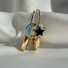 Crescent Moon Safety Pin Enamel Earring