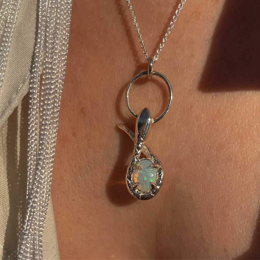 Serpent & the Opal Necklace - Solid 9K Gold