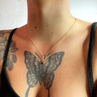 Birthstone Little Heart Padlock Necklace - Solid 9K Gold