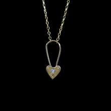 Birthstone Little Heart Padlock Necklace - Solid 9K Gold