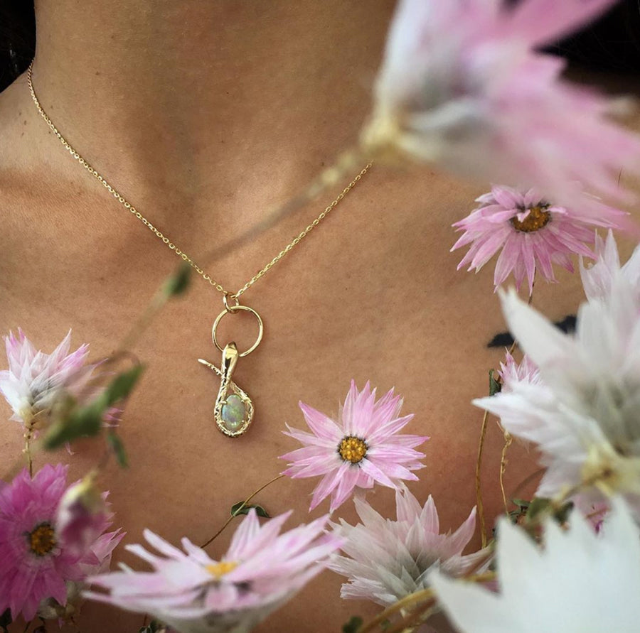Opal necklace shop with gold chain