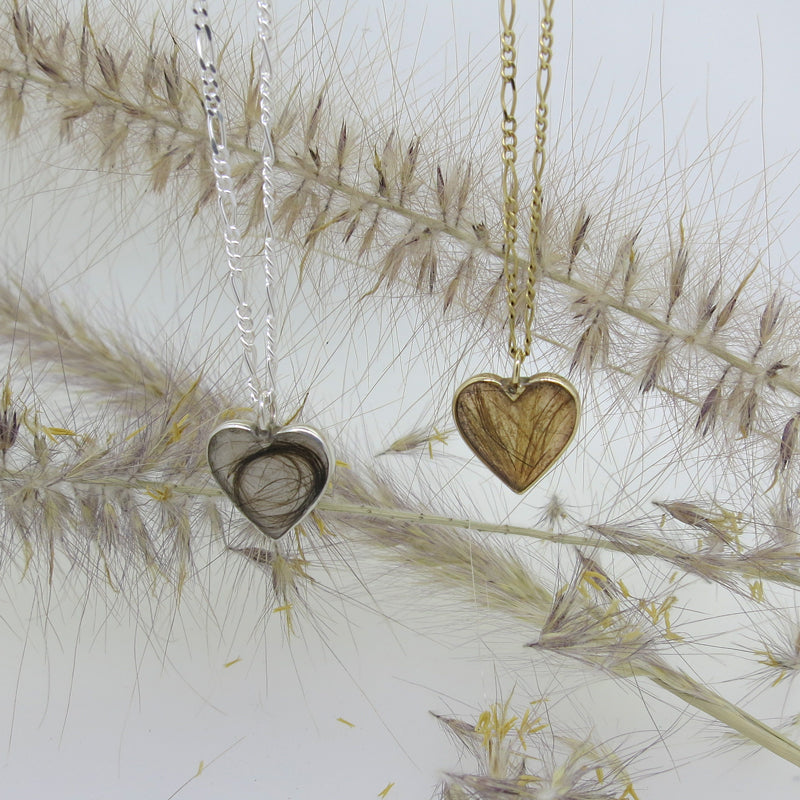 Hair Heart Pendent Necklace Gold - Custom made - Serpent & the Swan