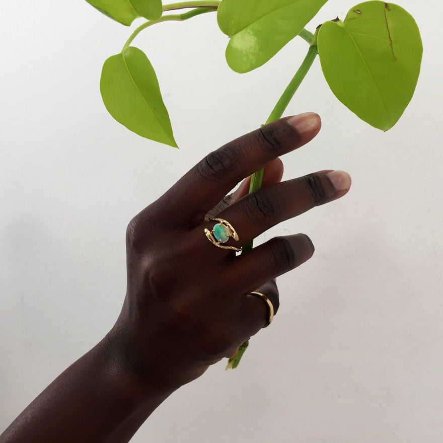 Double Snake Opal Ring