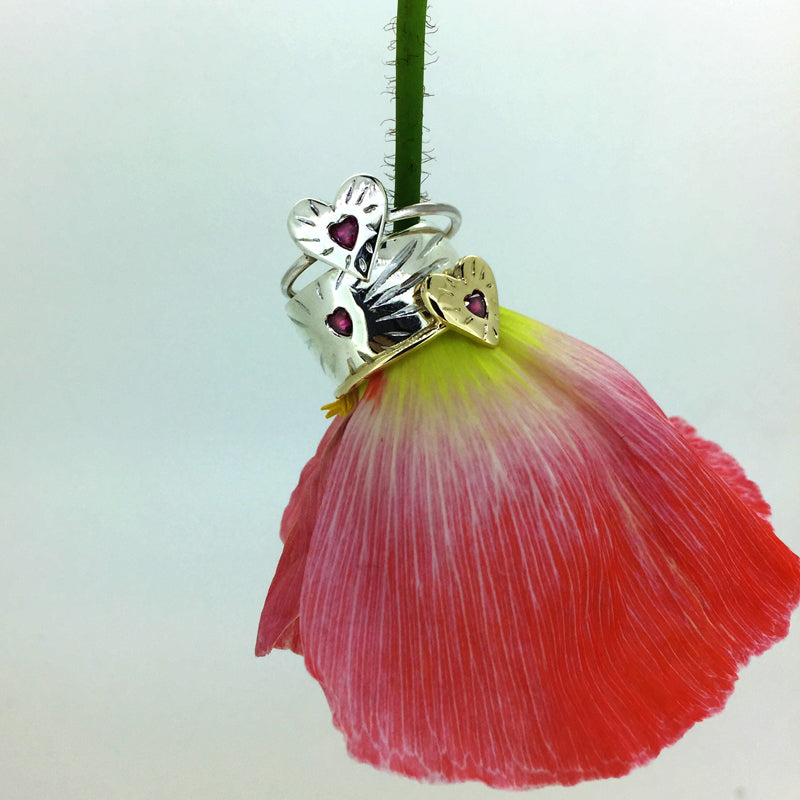 Ruby Rays Heart of Hearts Ring - Sterling Silver
