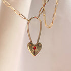 Birthstone Little Heart Padlock Necklace - Solid 9K Gold
